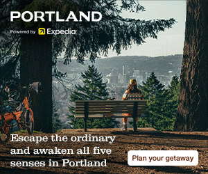 Expedia display ad promoting Portland tourism with a “Plan your getaway” call to action