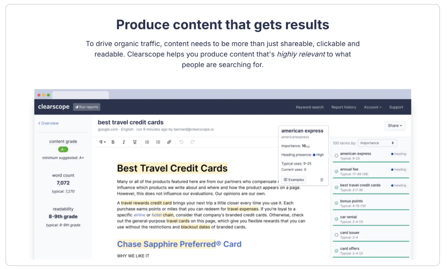 Clearscope: An AI SEO tool for content creation